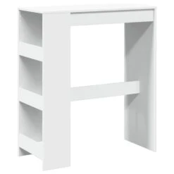 Voorkant 13 VidaXL - Bartafel Met Opbergruimte - Wit - Bewerkt Hout - 90x43 Cm