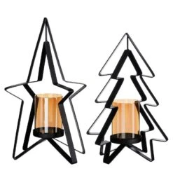 Mica Decorations Kerstkandelaar - Set Van 2 - L20 X B11 X H32 Cm