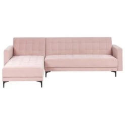ABERDEEN - Hoekbank - Pastelroze - Rechterzijde - Fluweel