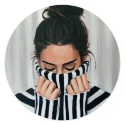 Glasschilderij Rustige Sfeer - Ø 50cm - Zwart-Wit