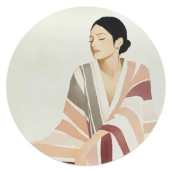 Glasschilderij Rustige Elegantie - Ø 50cm - Beige