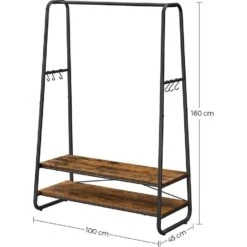 Garderobe - Met 2 Legplanken - 6 Haken In S-vorm - Vintage - Bruin-Zwart -Leenbakker Winkel 1073eefed47949f28752bef604c99dd1