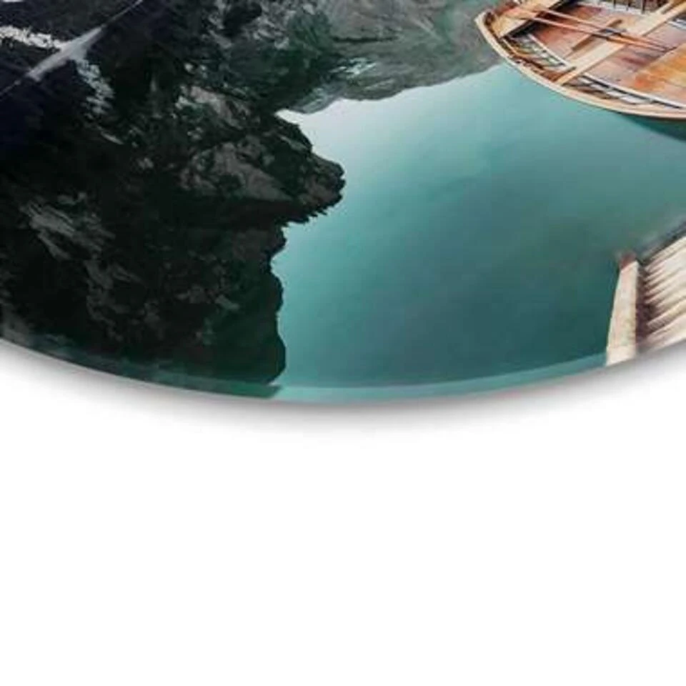 Glasschilderij Bergmeer Ø 70 Cm Blauw 4 Glasschilderij Bergmeer Ø 70 Cm Blauw - Afbeelding 4