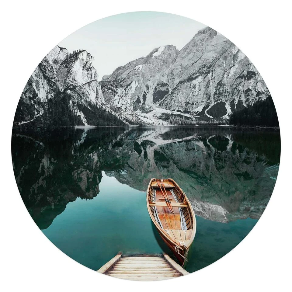 Glasschilderij Bergmeer Ø 70 Cm Blauw 1 Glasschilderij Bergmeer Ø 70 Cm Blauw