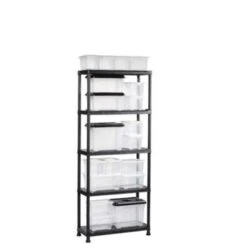 Keter Plus Shelf 75/5 - 5 Planken - 75x32x176 Cm - Zwart -Leenbakker Winkel 1300797533 0103