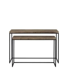 Sidetable CAMASCA- Zwart Metaal En Hout Stoer - Set Van 2 -Leenbakker Winkel 1395475799 0101