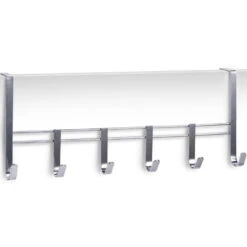 Zilveren Badkamerdeur/kastdeur Kapstok Met 6 Haken 51 Cm