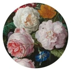 Glasschilderij De Heem Stilleven Met Bloemen Ø 70 Cm Bont