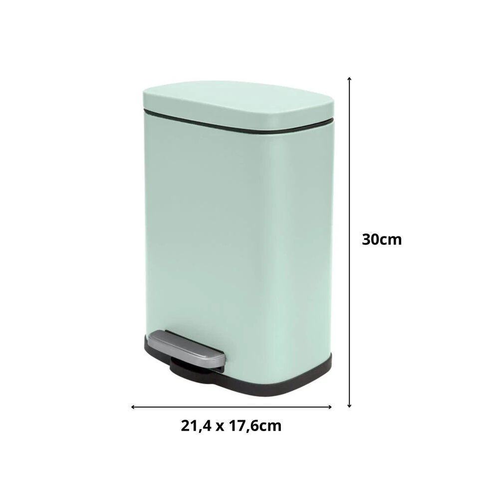 Spirella Pedaalemmer Venice - Mintgroen - 5L - Metaal - 21 X 30 Cm 2 Spirella Pedaalemmer Venice - Mintgroen - 5L - Metaal - 21 X 30 Cm - Afbeelding 2