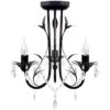 VIDAXL Kroonluchter Art Nouveau Metaal Kristallen Kralen 3 Gloeilampen Zwart