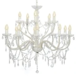 VidaXL Kroonluchter 2-laags 15xE14 Wit