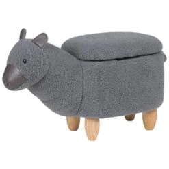 Beliani Dierenhocker ALPACA - Grijs Polyester, Katoen