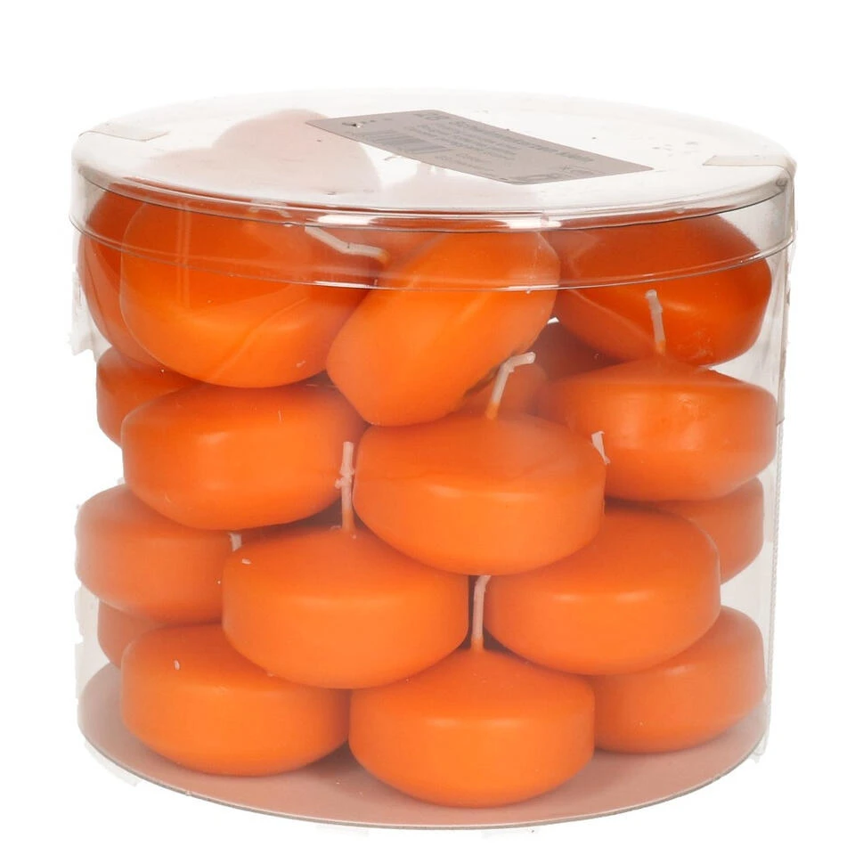Enlightening Candles Drijfkaarsen - 28 Stuks - Oranje - Ca 4 Branduren 1 Enlightening Candles Drijfkaarsen - 28 Stuks - Oranje - Ca 4 Branduren