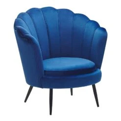 Voorkant 25 Beliani Cocktailstoel LOVIKKA - Blauw Fluweel