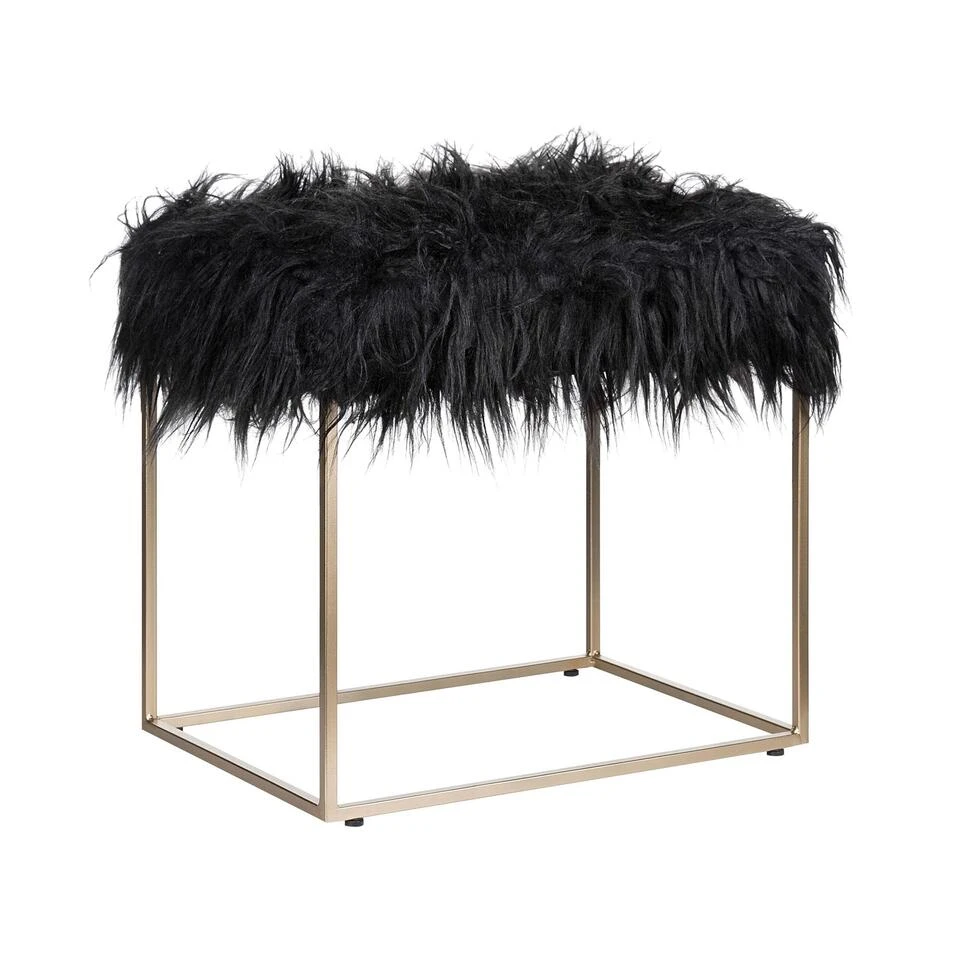 Beliani Hocker MANHATTAN - Zwart Polyester 1 Beliani Hocker MANHATTAN - Zwart Polyester