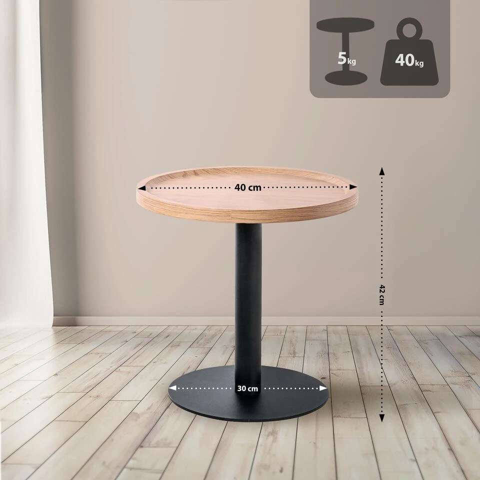 CLP Bijzettafel Aspen Mat Zwart Frame - Hout - Natura 2 CLP Bijzettafel Aspen Mat Zwart Frame - Hout - Natura - Afbeelding 2