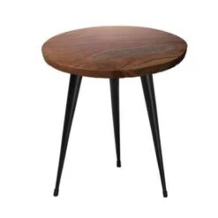 Beliani Bijzettafel DETAH - Donkere Houtkleur Teakhout