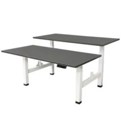 Elektrisch Verstelbaar Duo Bureau - 140x80 Cm - Two Dual Motor - Wit