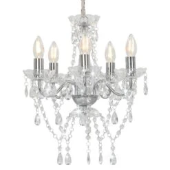 VidaXL Kroonluchter Met Kristallen Kralen Rond 5xE14 Zilverkleurig