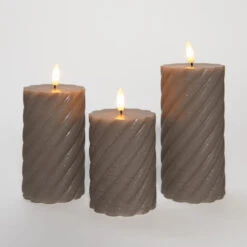 Anna Collection LED Kaarsen - 3x - Taupe Grijs -swirl -Leenbakker Winkel 1b383119adc745fe829d8c9d7a4b4940