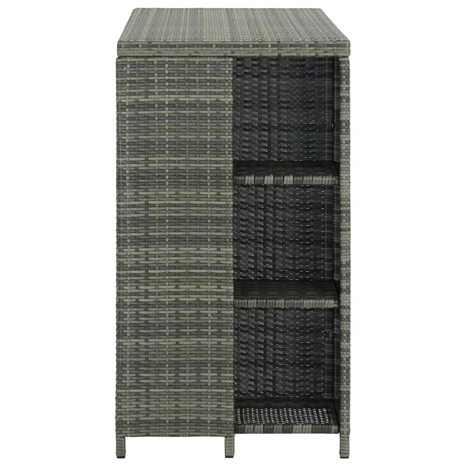 VidaXL Bartafel Met Opbergrek 120x60x110 Cm Poly Rattan Grijs 3 VidaXL Bartafel Met Opbergrek 120x60x110 Cm Poly Rattan Grijs - Afbeelding 3