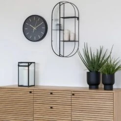 QUVIO Wandrek Mila - 3 Planken - Staal - Glas - Zwart -Leenbakker Winkel 1bcb9ea8304c4938bdddf4b48bd2ad16