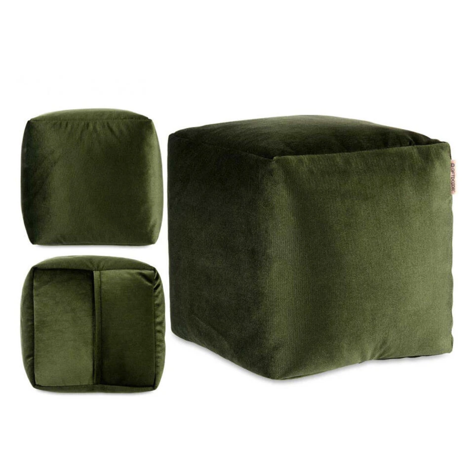 Merkloos Arte Regal Poef - Fluweel - Donkergroen - 30 X 30 Cm - Vierkant 2 Merkloos Arte Regal Poef - Fluweel - Donkergroen - 30 X 30 Cm - Vierkant - Afbeelding 2
