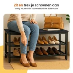 Goliving Schoenenrek - Schoenenbank - Halbank - Industrieel - Zwart -Leenbakker Winkel 1e6c103f253f40f8966517528299d27e