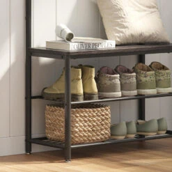 ACAZA® Staande Kapstok Met 9 Haken En Schoenenrek - Garderoberek - Zwart -Leenbakker Winkel 1e8fb6293df9429fb68ba08d04e8da7c