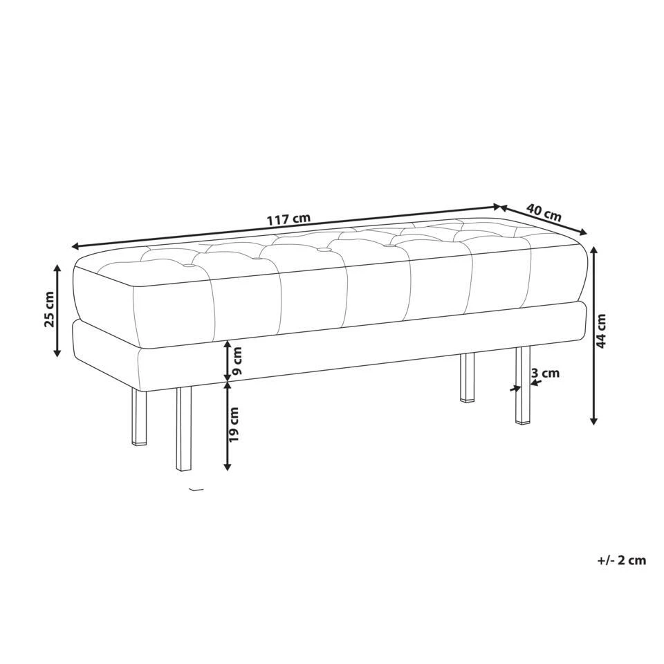ROSEVILLE - Bankje - Beige - Fluweel 4 ROSEVILLE - Bankje - Beige - Fluweel - Afbeelding 4