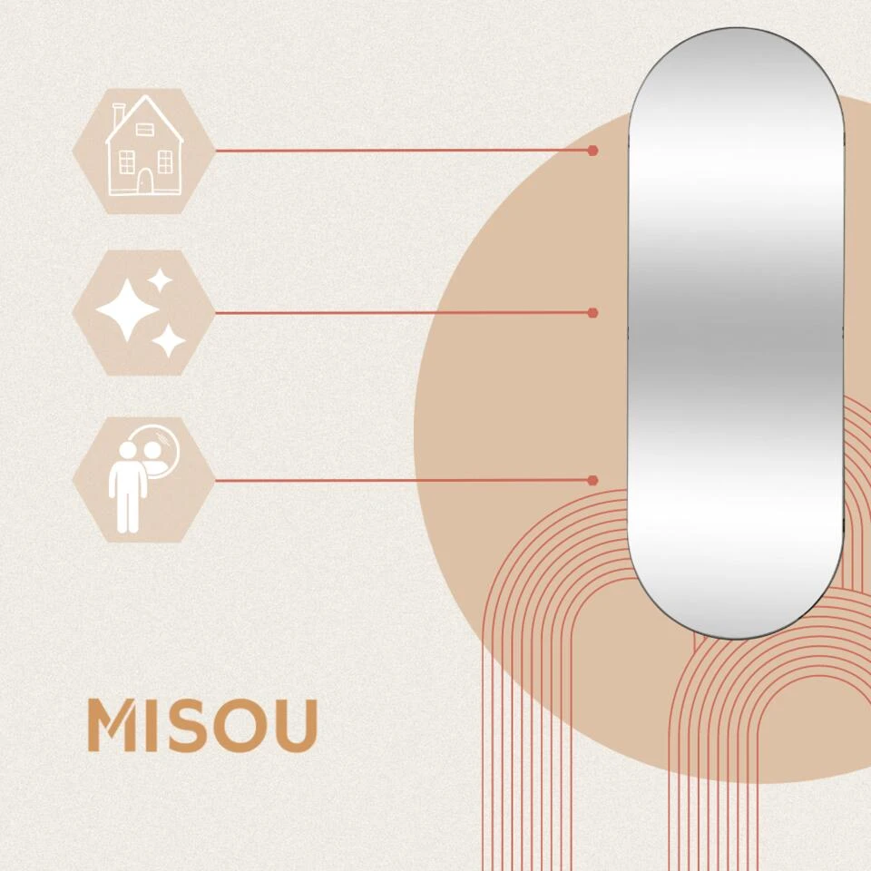 MISOU Spiegel Passpiegel Zwart Ovaal Hangend 112x40cm Glas Spiegels 9 MISOU Spiegel Passpiegel Zwart Ovaal Hangend 112x40cm Glas Spiegels - Afbeelding 9