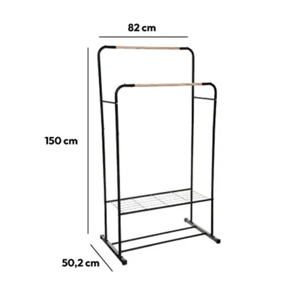 5Five Kledingrek - Dubbele Stang - Metaal - 82 X 50 X 153 Cm 5 5Five Kledingrek - Dubbele Stang - Metaal - 82 X 50 X 153 Cm - Afbeelding 5