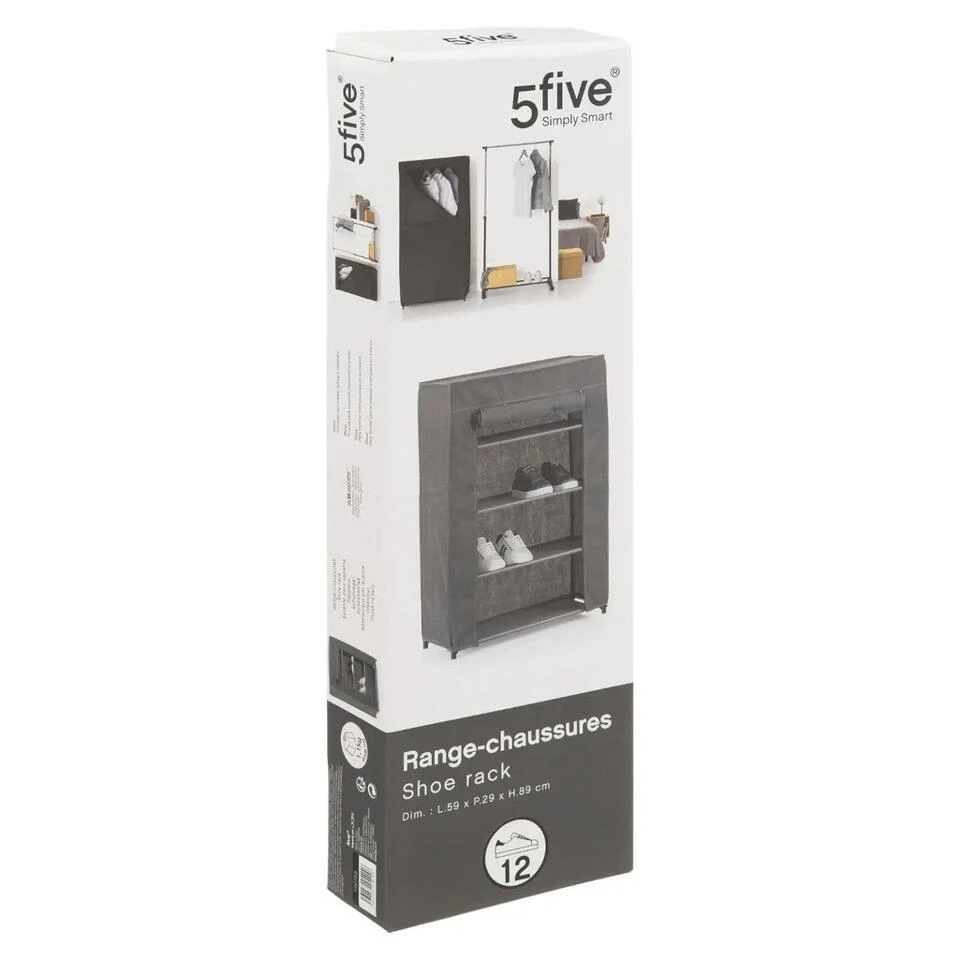 5Five Schoenenrek/schoenenkast - Grijs - Kunststof - 59 X 29 X 89 Cm 6 5Five Schoenenrek/schoenenkast - Grijs - Kunststof - 59 X 29 X 89 Cm - Afbeelding 6