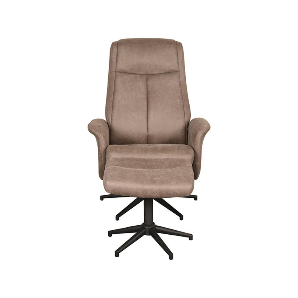 LABEL51 Fauteuil Bergen - Taupe - Micro Suede - Incl. Hocker - 62x77x53 Cm 3 LABEL51 Fauteuil Bergen - Taupe - Micro Suede - Incl. Hocker - 62x77x53 Cm - Afbeelding 3