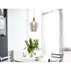 Beliani Hanglamp SANTON - Transparant Glas -Leenbakker Winkel 29424a14646441fb97f346aaf6bf3740