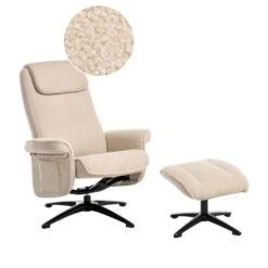 GERAS - Relaxfauteuil Met Voetenbank - Beige - Bouclé -Leenbakker Winkel 2a6beba2169b40a1b98f2c39d08d6883