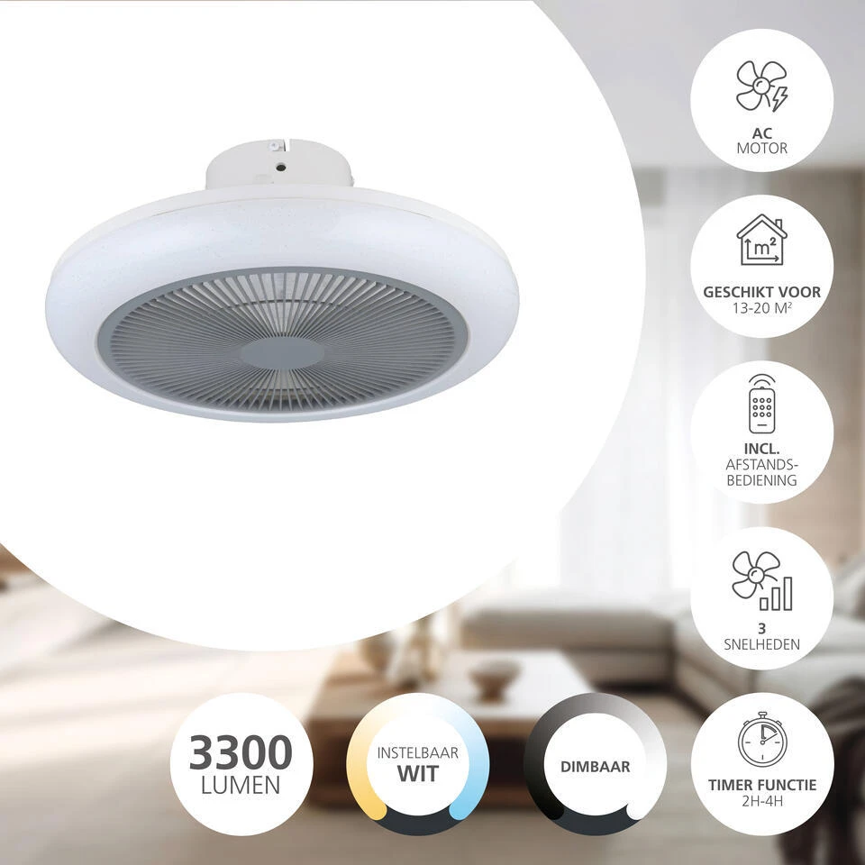 EGLO Kostrena Plafondlamp Met Ventilator - LED-CCT - Wit/Grijs 3 EGLO Kostrena Plafondlamp Met Ventilator - LED-CCT - Wit/Grijs - Afbeelding 3