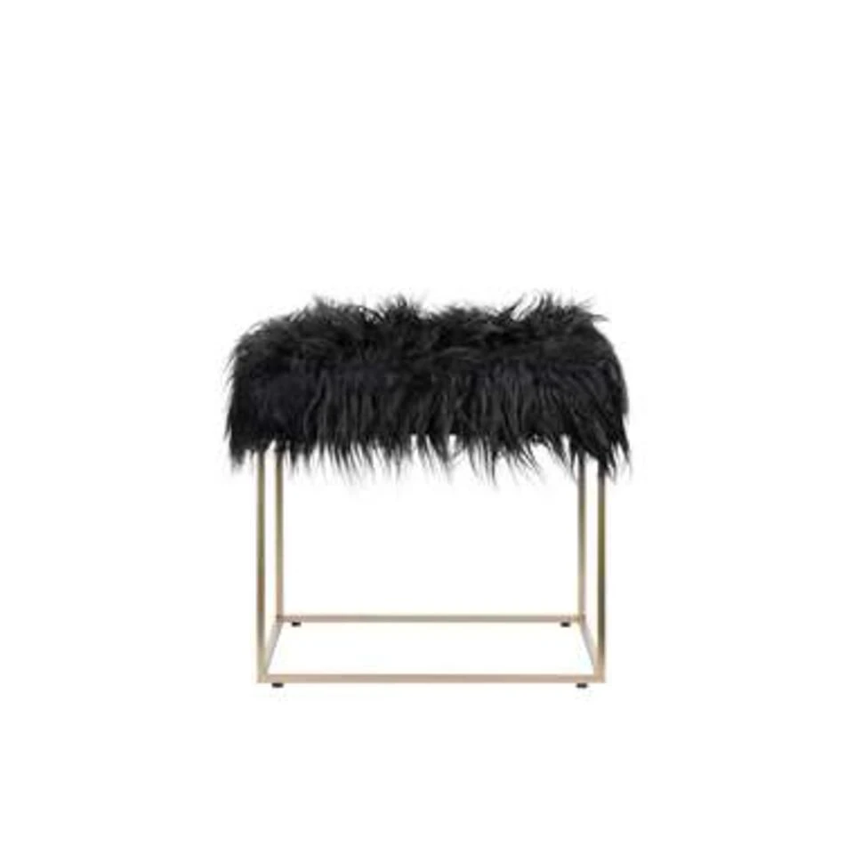 Beliani Hocker MANHATTAN - Zwart Polyester 3 Beliani Hocker MANHATTAN - Zwart Polyester - Afbeelding 3