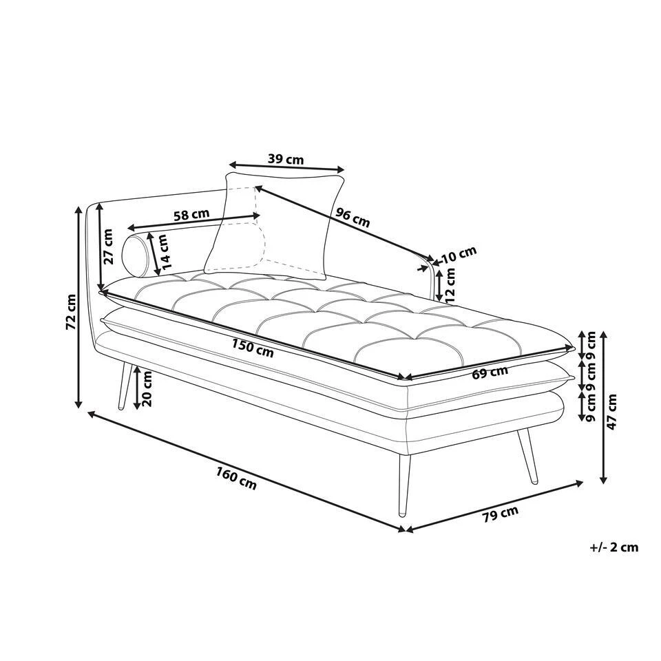GONESSE - Chaise Longue - Blauw - Fluweel 3 GONESSE - Chaise Longue - Blauw - Fluweel - Afbeelding 3