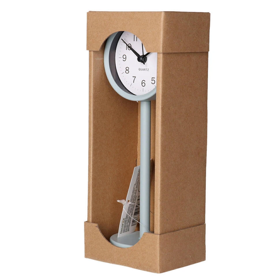 Tafelklok Staand - Metaal - Grijs - 22 Cm- Pilaarklok 3 Tafelklok Staand - Metaal - Grijs - 22 Cm- Pilaarklok - Afbeelding 3