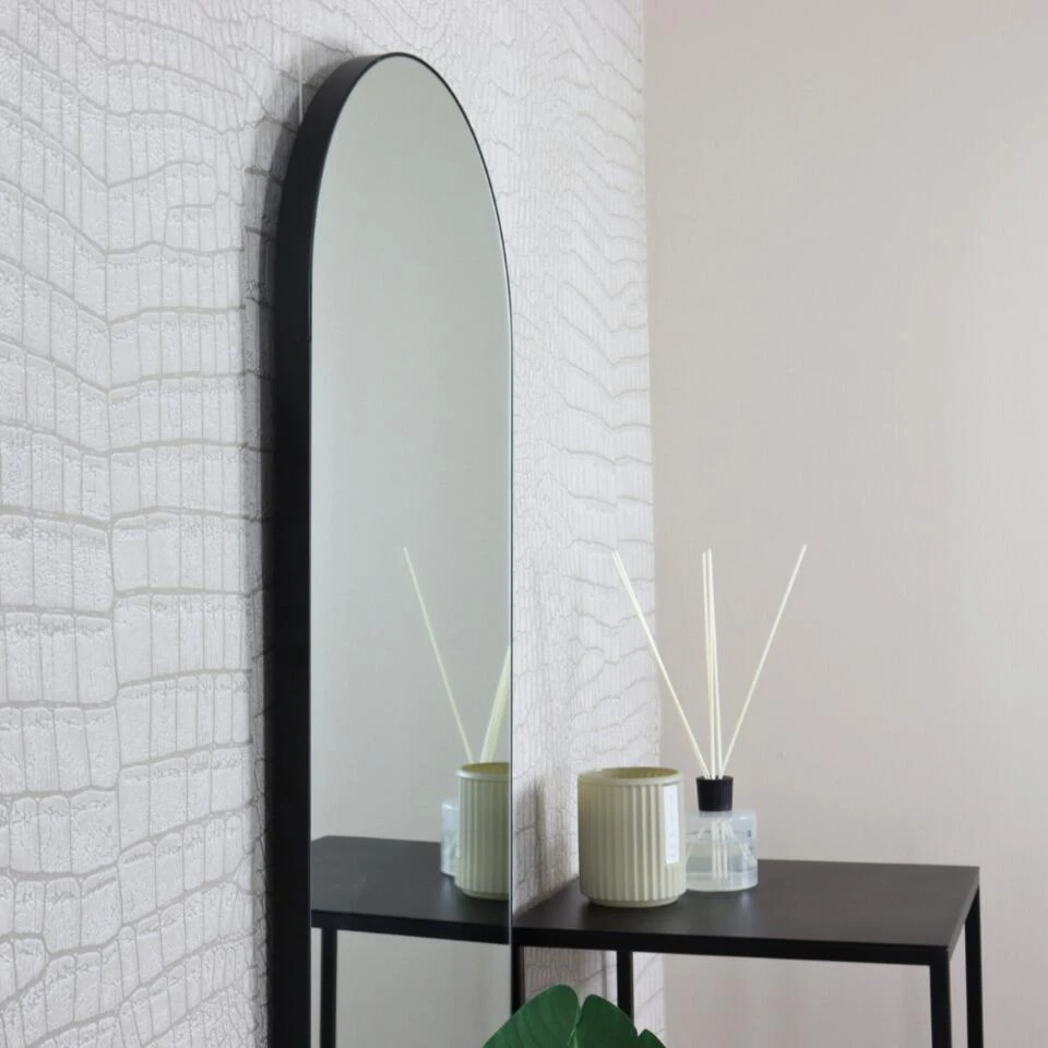 MISOU Spiegel Passpiegel Zwart Ovaal Hangend 112x40cm Glas Spiegels 5 MISOU Spiegel Passpiegel Zwart Ovaal Hangend 112x40cm Glas Spiegels - Afbeelding 5