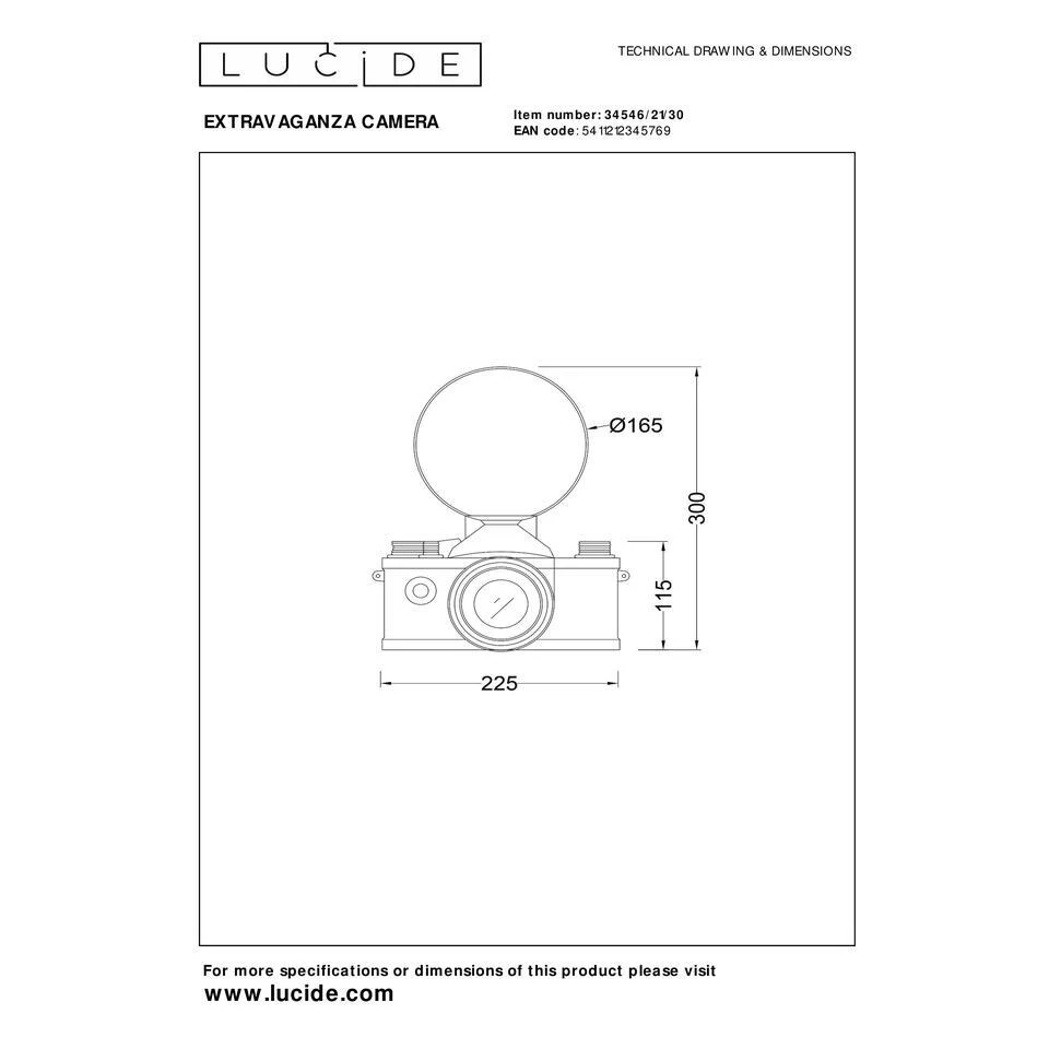 Lucide EXTRAVAGANZA CAMERA Tafellamp - Zwart 6 Lucide EXTRAVAGANZA CAMERA Tafellamp - Zwart - Afbeelding 6