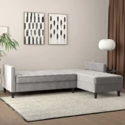 Presley - 3-zits Hoekslaapbank Met Opbergruimte In Grijs Fluweel -Leenbakker Winkel 2efe056c3bc14d038d1fd1a0e355c4cf