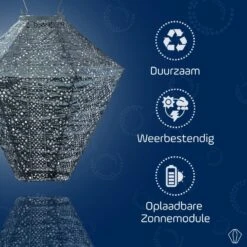 LUMIZ Solar Lampion Lace Diamond - 28 Cm - Grijs Blauw -Leenbakker Winkel 31bc0174a2f140deb976ac1a9e5746de