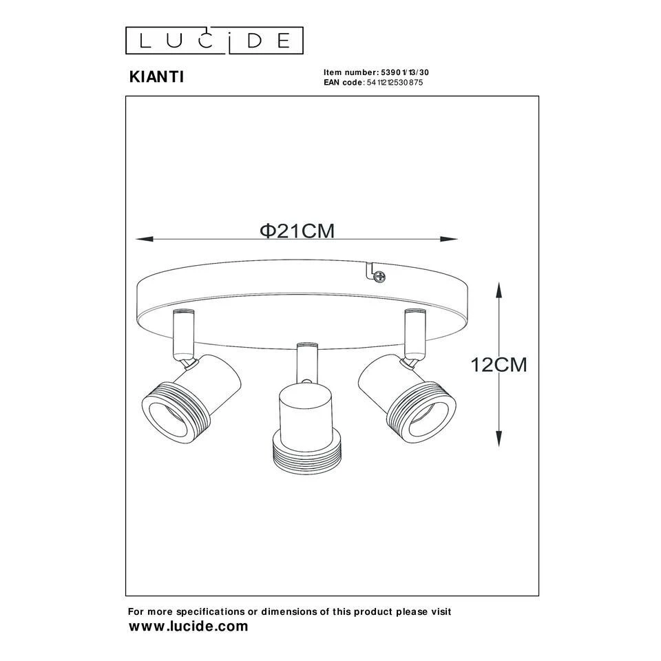 Lucide KIANTI Plafondspot - Zwart 6 Lucide KIANTI Plafondspot - Zwart - Afbeelding 6