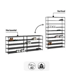 5Five Schoenenrek 10 Laags - Zwart - Metaal/kunststof - 93 X 30 X 158 Cm -Leenbakker Winkel 3320183c0804498a91b6475c41c004df