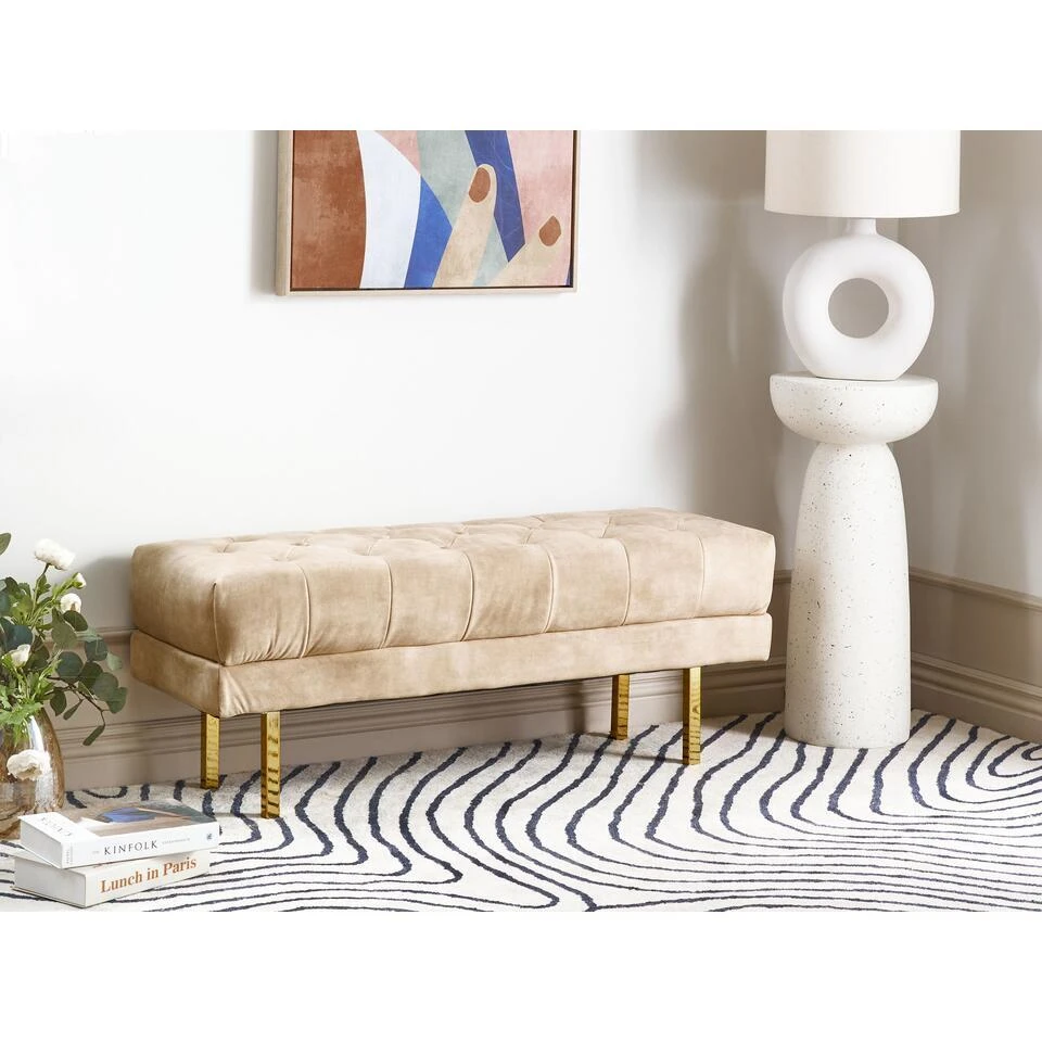 ROSEVILLE - Bankje - Beige - Fluweel 2 ROSEVILLE - Bankje - Beige - Fluweel - Afbeelding 2