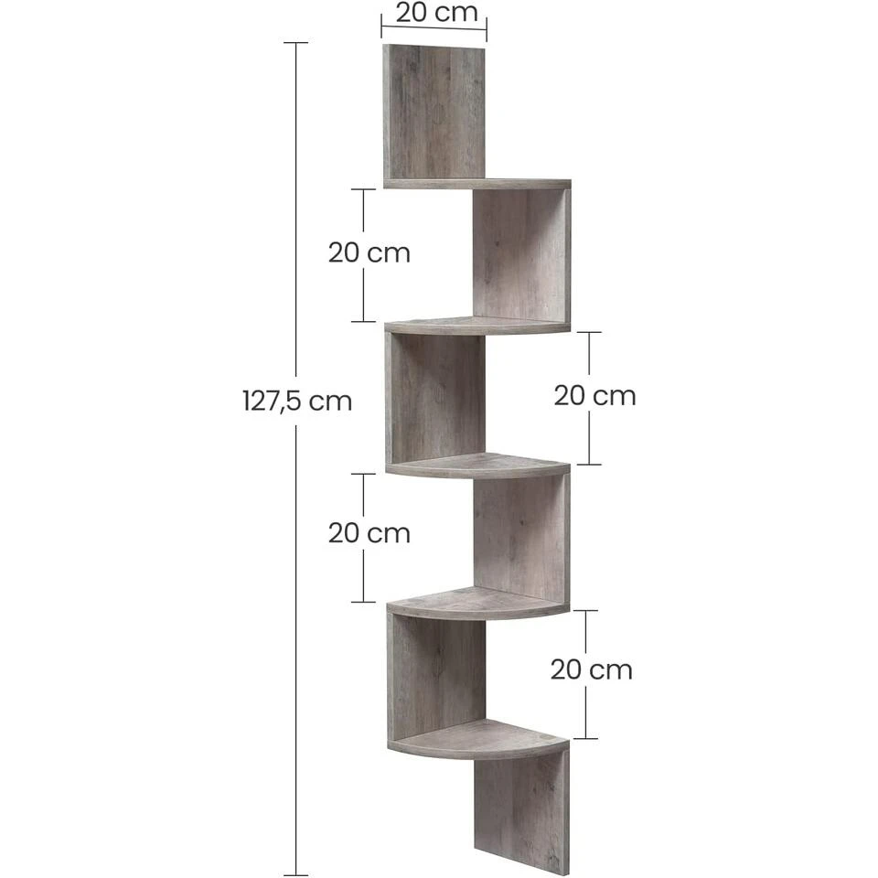 Dok Home Hoekplank - Wandplank - 5 Planken - Grijs 2 Dok Home Hoekplank - Wandplank - 5 Planken - Grijs - Afbeelding 2