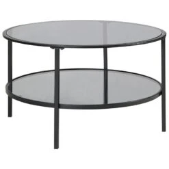 TELLAKA - Salontafel - Zwart - ø 80 Cm - Veiligheidsglas -Leenbakker Winkel 36ec7ab1fc1c4169bff63275f5dd1b9a