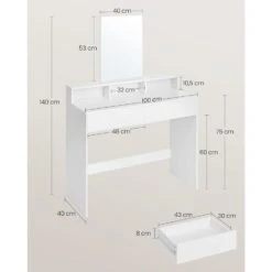 Furnihaus Makeup Tafel Met Rechthoekige Spiegel En 2 Lades -Leenbakker Winkel 38f97c692e0a44e793641f644369299a 1